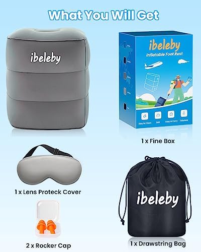 Inflatable Foot Rest for Air Travel Adjustable Height Leg Pillow