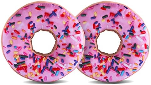 HYSEAS 14 Inch Pink Donut Throw Pillow 2 Pack