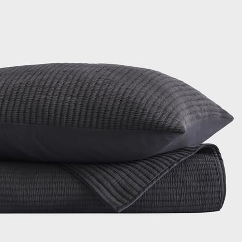 EVERGRACEHOME Cotton Coverlet Set King 3 Pieces Washed Black