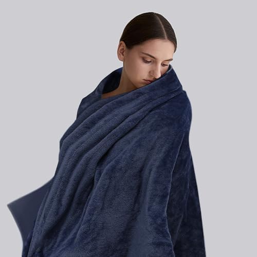 Mollie Soft Flannel Heated Throw Blanket Dark Blue