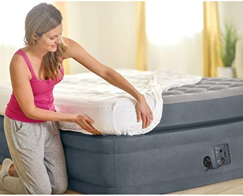 Intex 22in Queen Dura-Beam Deluxe Inflatable Air Mattress with Built-in Pump