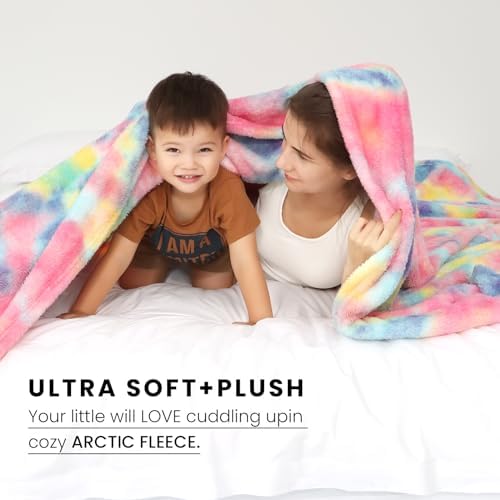 Obinsm Rainbow Fuzzy Throw Blanket for Couch and Bed