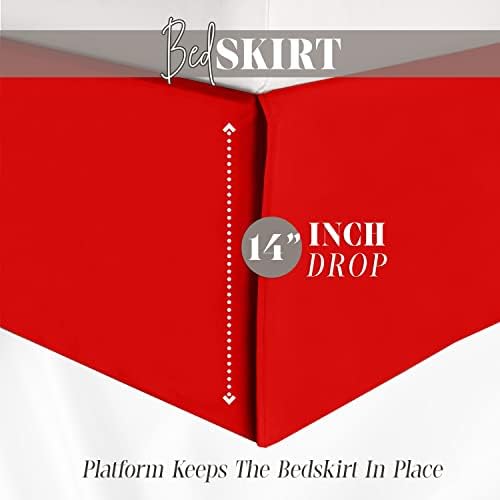 Elegant Comfort Queen Bed Skirt - 1500D Microfiber Valentine Red