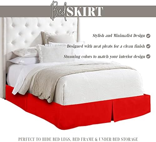 Elegant Comfort Queen Bed Skirt - 1500D Microfiber Valentine Red
