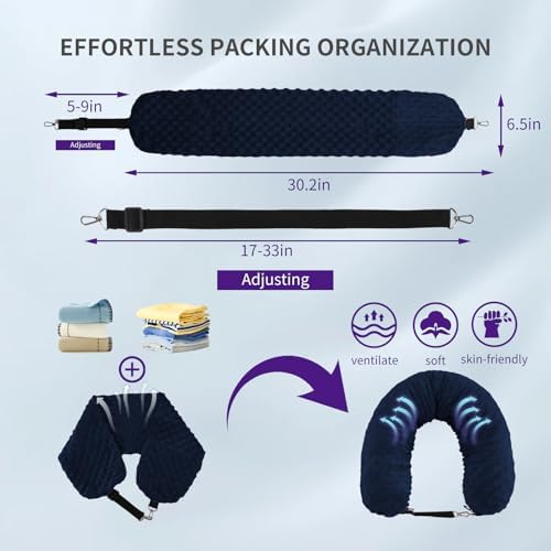 Stuffable Travel Pillow with Storage Bag - Dark Blue