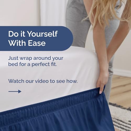 CGK Unlimited Wrap Around Dust Ruffle Bed Skirt Set - Navy Blue