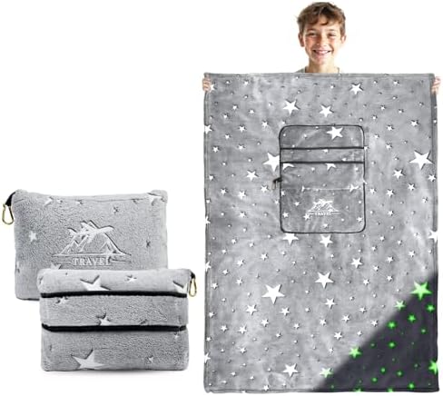 Glow in Dark Travel Blanket for Kids Boys Girls Airplane 40x60 Inches