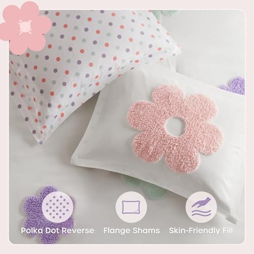 Twin Floral Comforter Set for Girls - Reversible 3 Piece