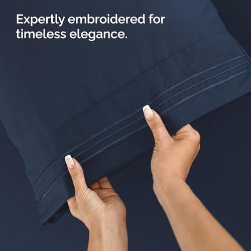 CGK Unlimited Wrap Around Dust Ruffle Bed Skirt Set - Navy Blue