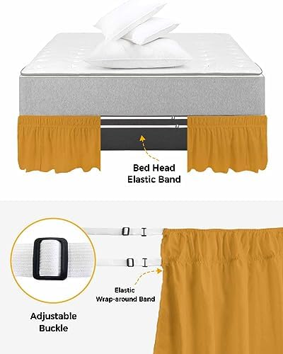 RisQiten Pure Turmeric Cal King Bed Skirt 16 Inch Drop