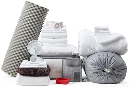 Fully Loaded Twin XL Dorm Bedding Essentials Package - White Textured Waves