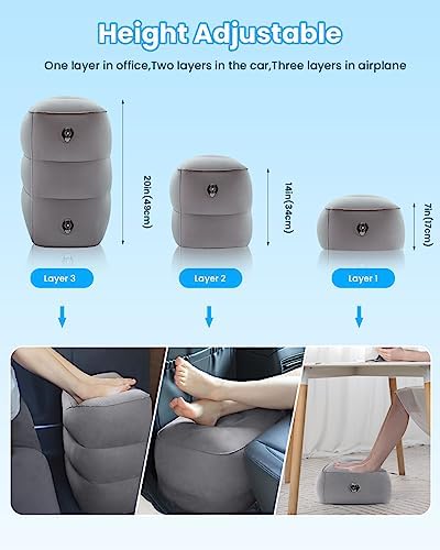 Inflatable Foot Rest for Air Travel Adjustable Height Leg Pillow