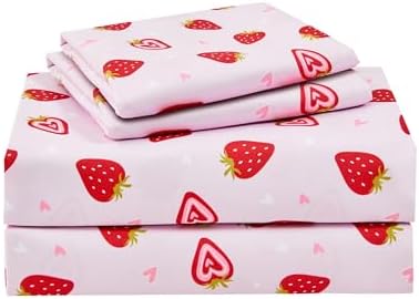 Pink Strawberry Kids Sheet Set Twin 3 Pcs Microfiber