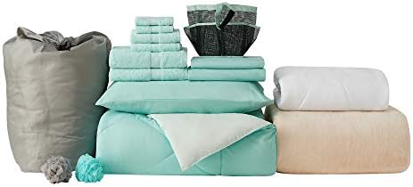 College Freshman Dorm Pack - YuccaHint of Mint Comforter Set 1