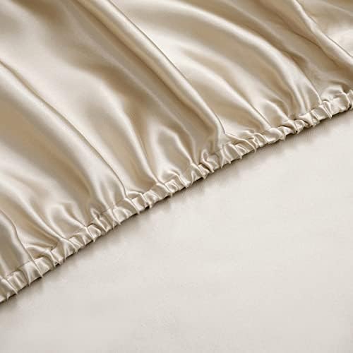 P Pothuiny Satin Fitted Sheet King Size Taupe