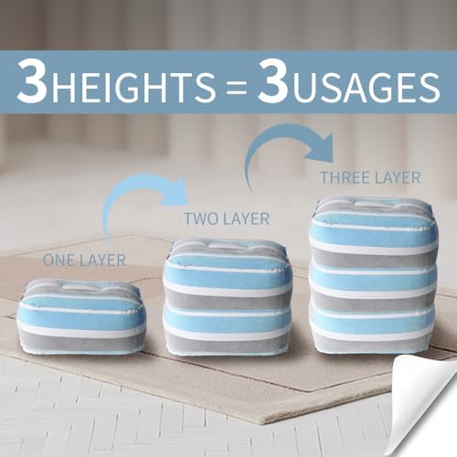 Baiao Inflatable Travel Foot Rest Pillow for Kids Adults Blue