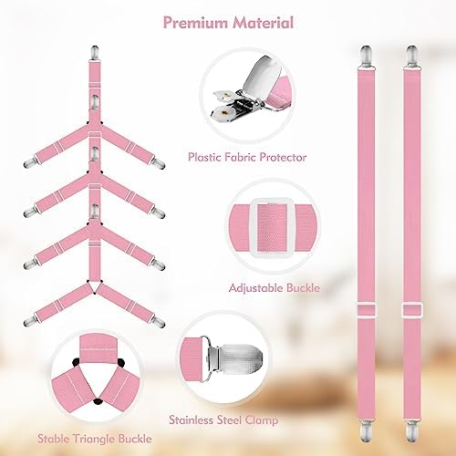 Eiruseed Sheet Holder Straps 42 Pcs Pink