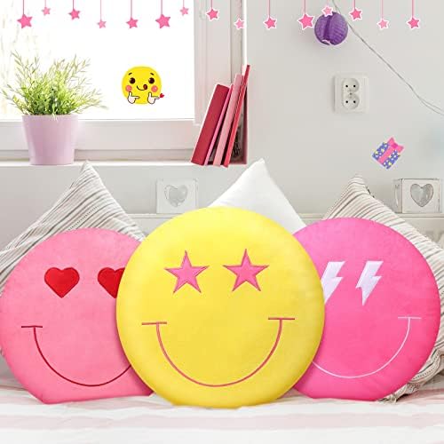 3 Pcs 16 Inch Emoticon Cushion Plush Pillow with Embroidery