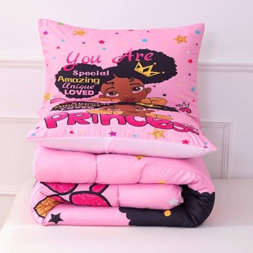 Black Girl Comforter Set Twin - Princess Bedding for Kids