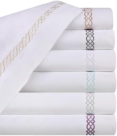 BLUENILEMILLS Egyptian Cotton Embroidered Pillowcase Set 2 Pack