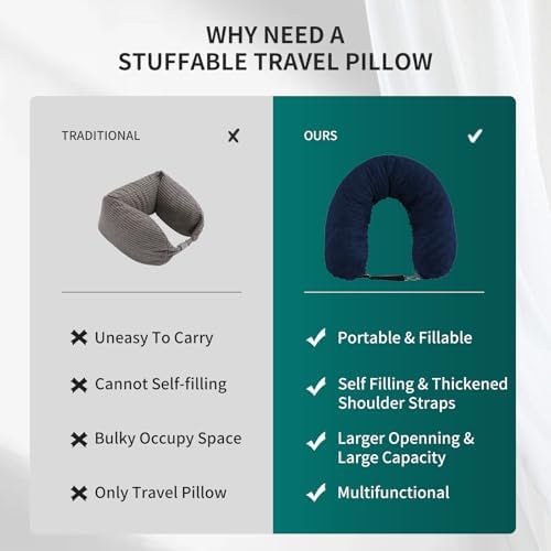 Stuffable Travel Pillow with Storage Bag - Dark Blue
