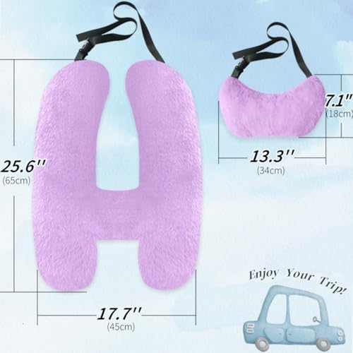 Soft Plush Car Pillow with Neck Support Purple
