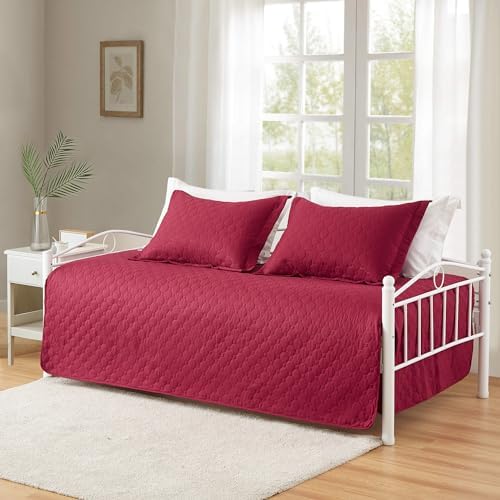 Hailea 3-Piece Burgundy Daybed Cover Set Twin Size