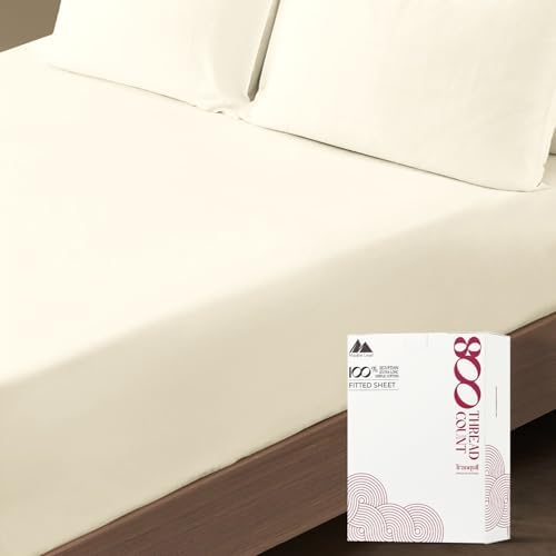 Mayfair Linen King Fitted Sheet Only - 800 Thread Count Ivory