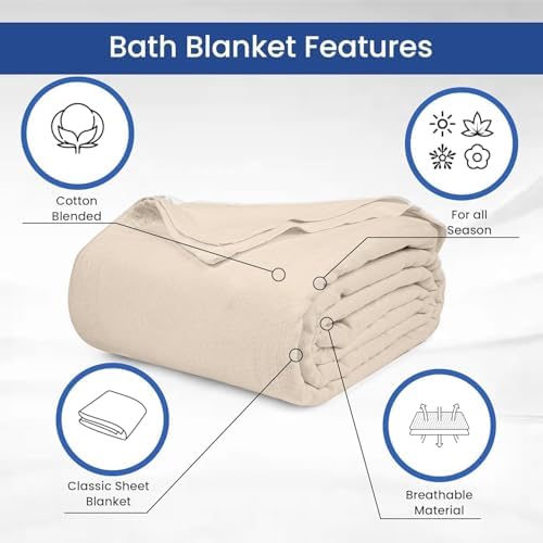 Linteum Textile Cotton Blended Bed Bath Blanket 70x90 in