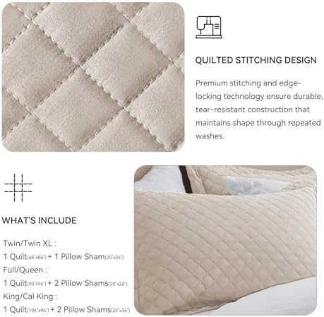 SunStyle Home Beige Diamond Quilt Set Twin 2pcs