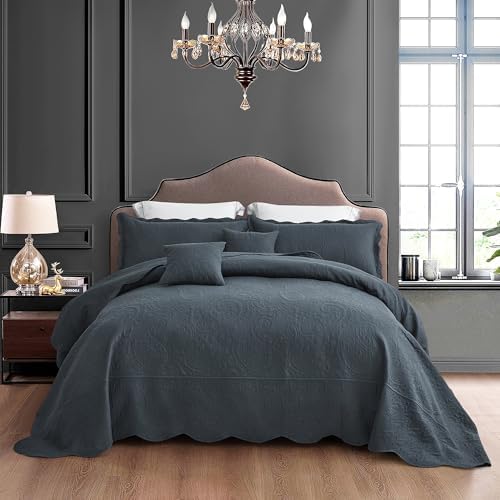 Blythease Oversized King Bedspread Set 5 Piece Paisley Pattern Reversible Lightweight