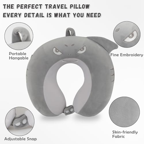 Shark Travel Pillow Kids with Eye Mask Memory Foam