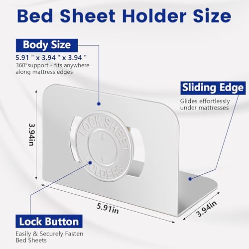 YHOVID 8 Set Bed Sheet Holders - Patented Design
