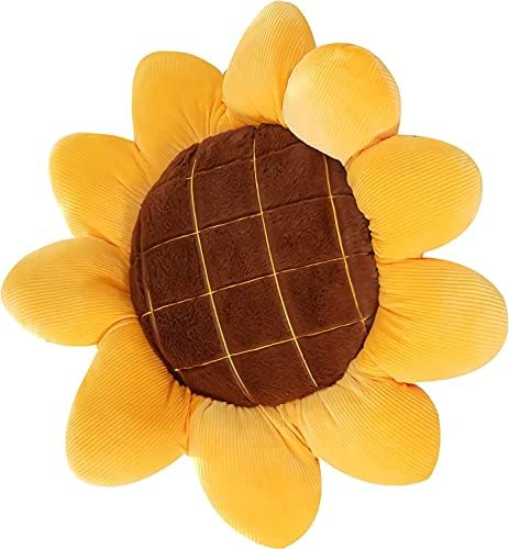 Yellow Sunflower Cushion Mat Reversible Decorative Pillow