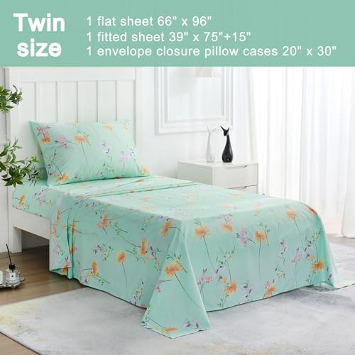 JSD Green Paisley Print Twin Sheet Set 3 Piece