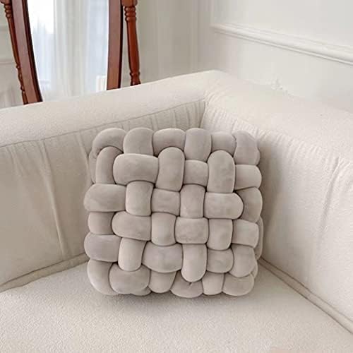 HYOATREA Soft Knot Pillow 12x13 Grey Throw Cushion