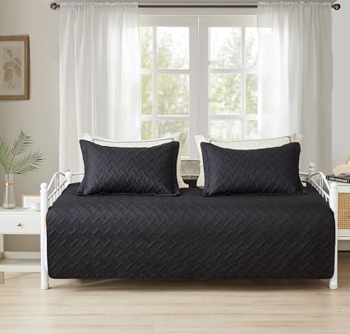 Hailea 3-Piece Black Daybed Cover Twin Size Set