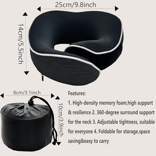 Pixxis Neck Travel Pillow Memory Foam for Airplane Home Use