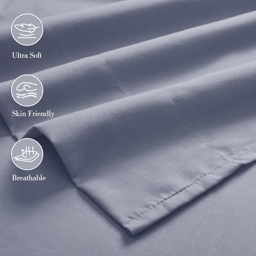 Aormenzy Extra Deep Cal King Sheets Set - 4 Piece Silver Grey