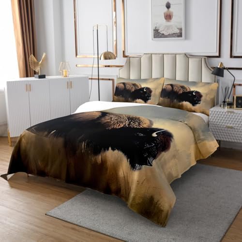 Feelyou 3D Buffalo Coverlet Set Twin Size Kids Bedspread
