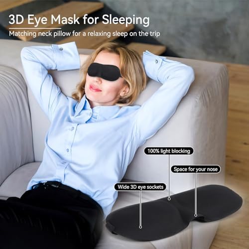 Dazzleimart Travel Pillow Set with 3D Eye Mask 1