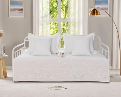 Feyocn 5-Piece Daybed Bedding Set - White Geometric Print