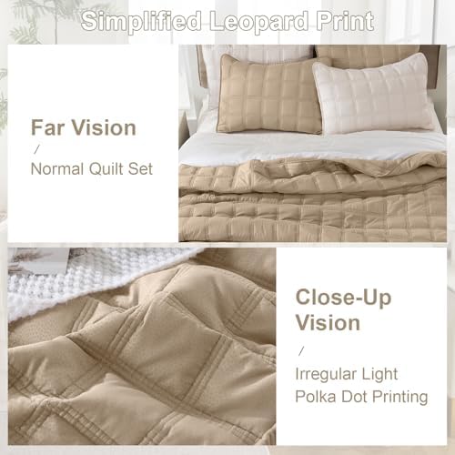 HiSnug Beige Quilt Set Queen Size 3 Pieces