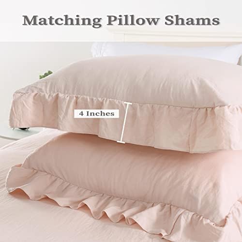 CAROMIO Pink Ruffle Duvet Cover Set 2PCS Twin