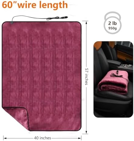 iHealthComfort Electric Blanket 12V Fast Heating Purple