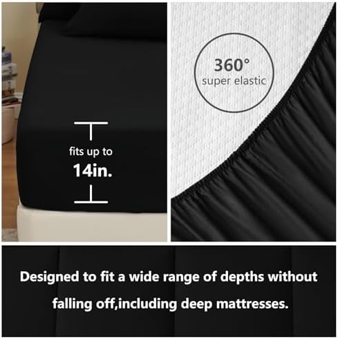 CozyLux Twin Comforter Set Black 5 Pieces