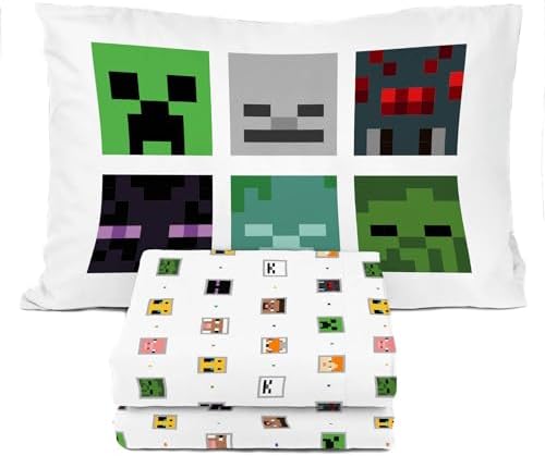 Sunny Side Up Minecraft Creeper Animals Twin Sheet Set 3 Piece