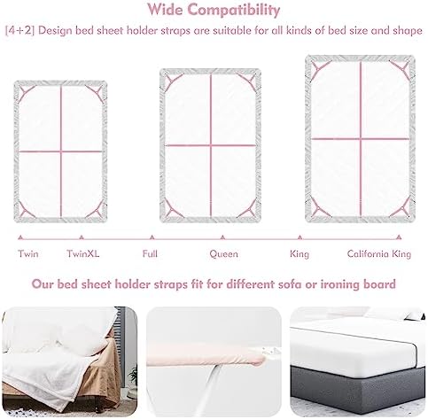 Eiruseed Sheet Holder Straps 42 Pcs Pink