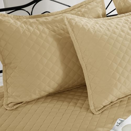 HOMBYS Daybed Cover Set - Diamond Stitched Microfiber 5 Pieces Beige