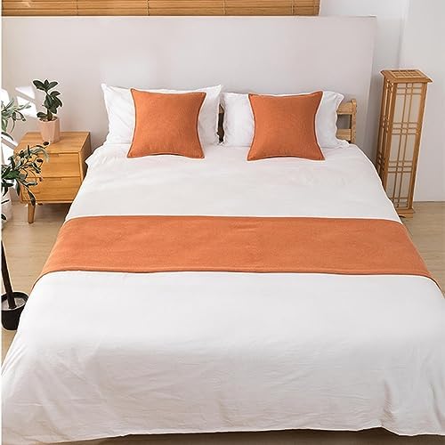Twelves Waffle Bedrunner Set Orange Queen Bed Scarves and 2 Pillowcases